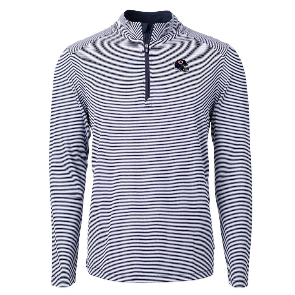 Chicago Bears  Cutter & Buck Big & Tall Virtue Eco Pique Micro Stripe Tri-Blend Quarter-Zip Jacket