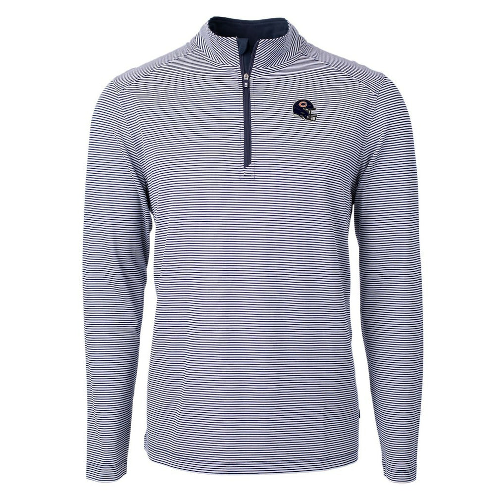 Chicago Bears  Cutter & Buck Big & Tall Virtue Eco Pique Micro Stripe Tri-Blend Quarter-Zip Jacket