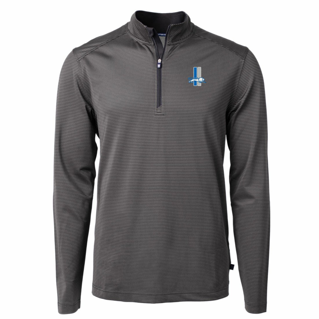 Detroit Lions  Cutter & Buck Big & Tall Virtue Eco Pique Micro Stripe Tri-Blend Quarter-Zip Jacket