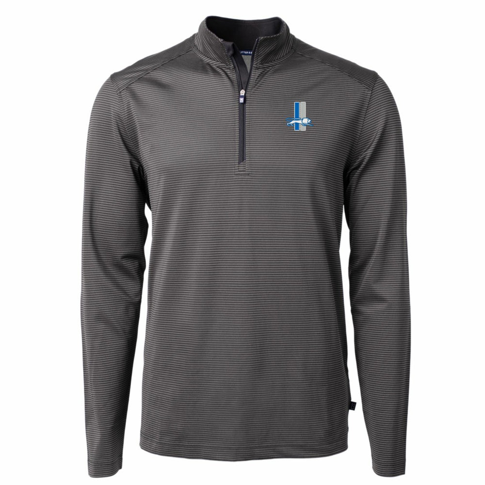Detroit Lions  Cutter & Buck Big & Tall Virtue Eco Pique Micro Stripe Tri-Blend Quarter-Zip Jacket