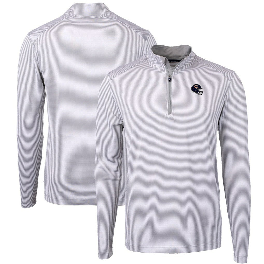 Chicago Bears  Cutter & Buck Big & Tall Virtue Eco Pique Micro Stripe Tri-Blend Quarter-Zip Jacket