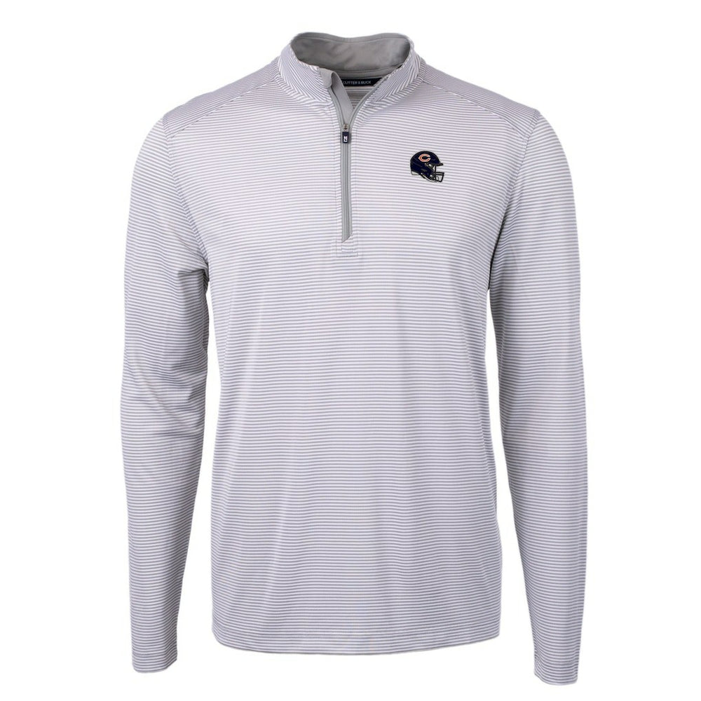 Chicago Bears  Cutter & Buck Big & Tall Virtue Eco Pique Micro Stripe Tri-Blend Quarter-Zip Jacket