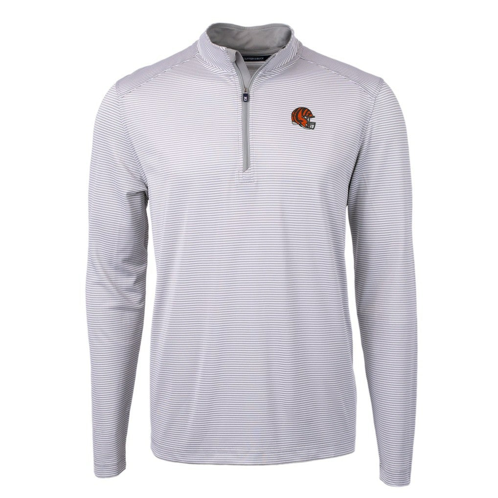 Cincinnati Bengals  Cutter & Buck Big & Tall Virtue Eco Pique Micro Stripe Tri-Blend Quarter-Zip Jacket