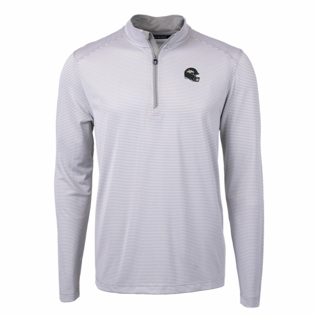Denver Broncos  Cutter & Buck Big & Tall Virtue Eco Pique Micro Stripe Tri-Blend Quarter-Zip Jacket