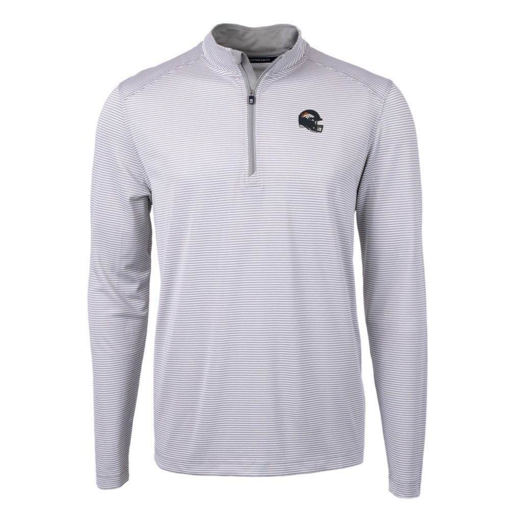 Denver Broncos  Cutter & Buck Big & Tall Virtue Eco Pique Micro Stripe Tri-Blend Quarter-Zip Jacket