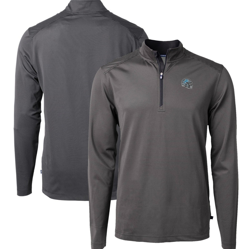 Detroit Lions  Cutter & Buck Big & Tall Virtue Eco Pique Micro Stripe Tri-Blend Quarter-Zip Jacket