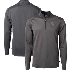 Detroit Lions  Cutter & Buck Big & Tall Virtue Eco Pique Micro Stripe Tri-Blend Quarter-Zip Jacket