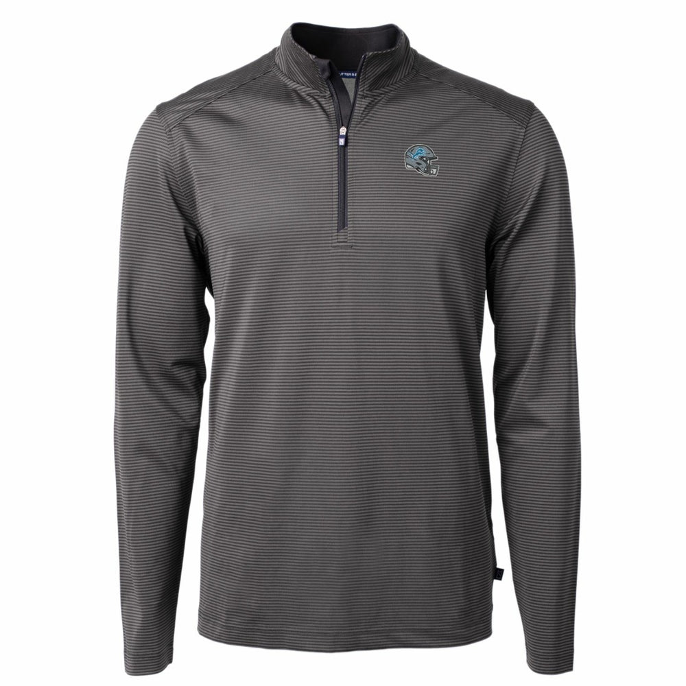 Detroit Lions  Cutter & Buck Big & Tall Virtue Eco Pique Micro Stripe Tri-Blend Quarter-Zip Jacket