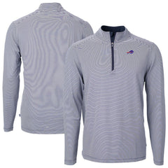 Buffalo Bills  Cutter & Buck Big & Tall Virtue Eco Pique Micro Stripe Tri-Blend Quarter-Zip Jacket