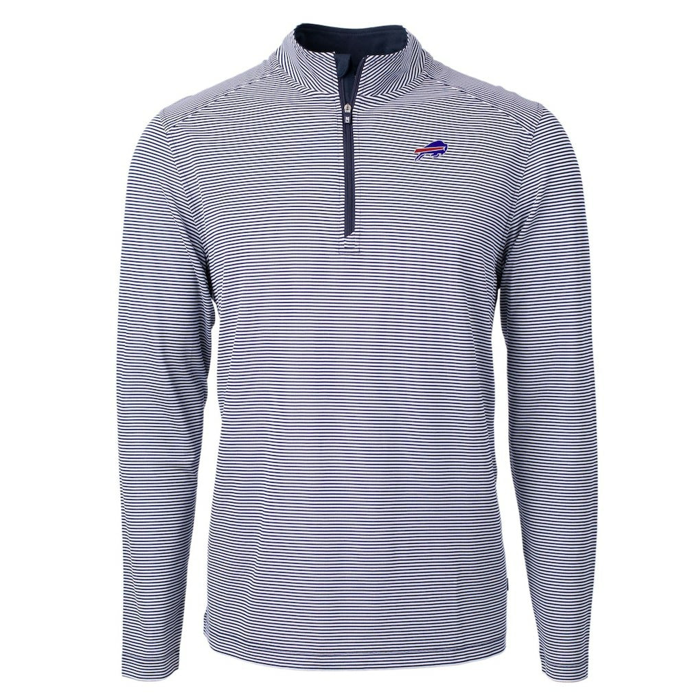 Buffalo Bills  Cutter & Buck Big & Tall Virtue Eco Pique Micro Stripe Tri-Blend Quarter-Zip Jacket