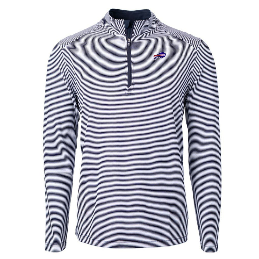 Buffalo Bills  Cutter & Buck Big & Tall Virtue Eco Pique Micro Stripe Tri-Blend Quarter-Zip Jacket