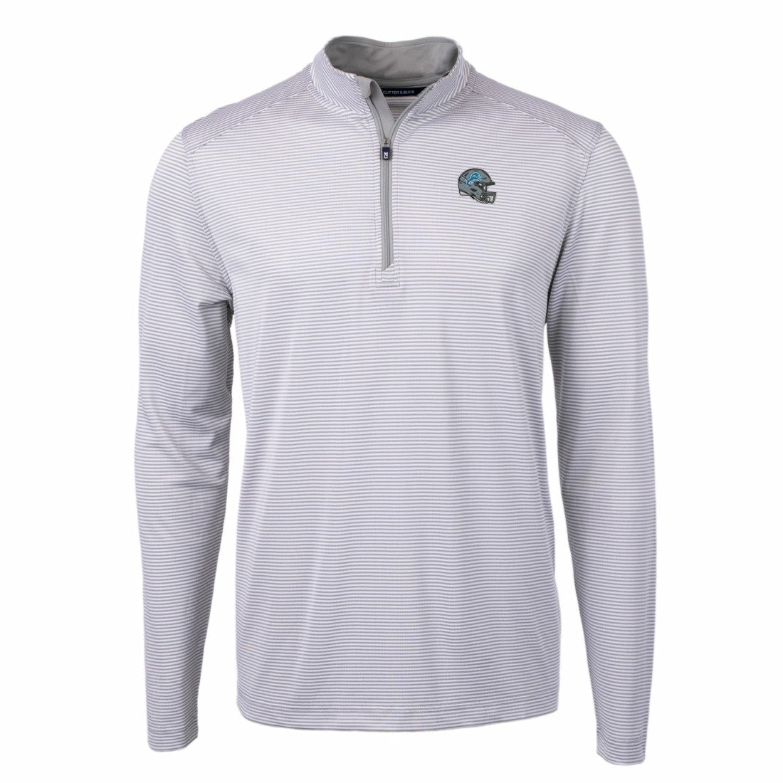 Detroit Lions  Cutter & Buck Big & Tall Virtue Eco Pique Micro Stripe Tri-Blend Quarter-Zip Jacket