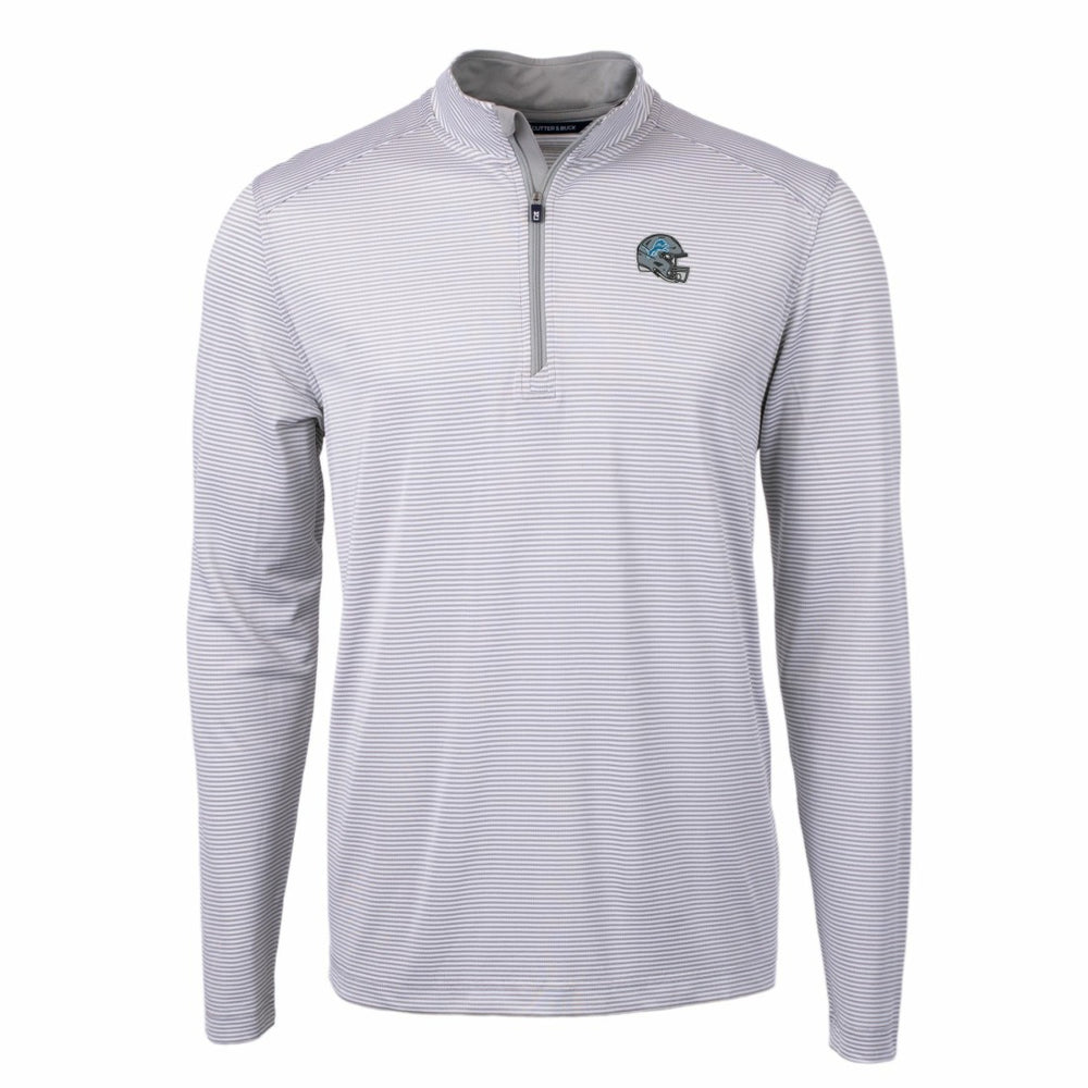 Detroit Lions  Cutter & Buck Big & Tall Virtue Eco Pique Micro Stripe Tri-Blend Quarter-Zip Jacket