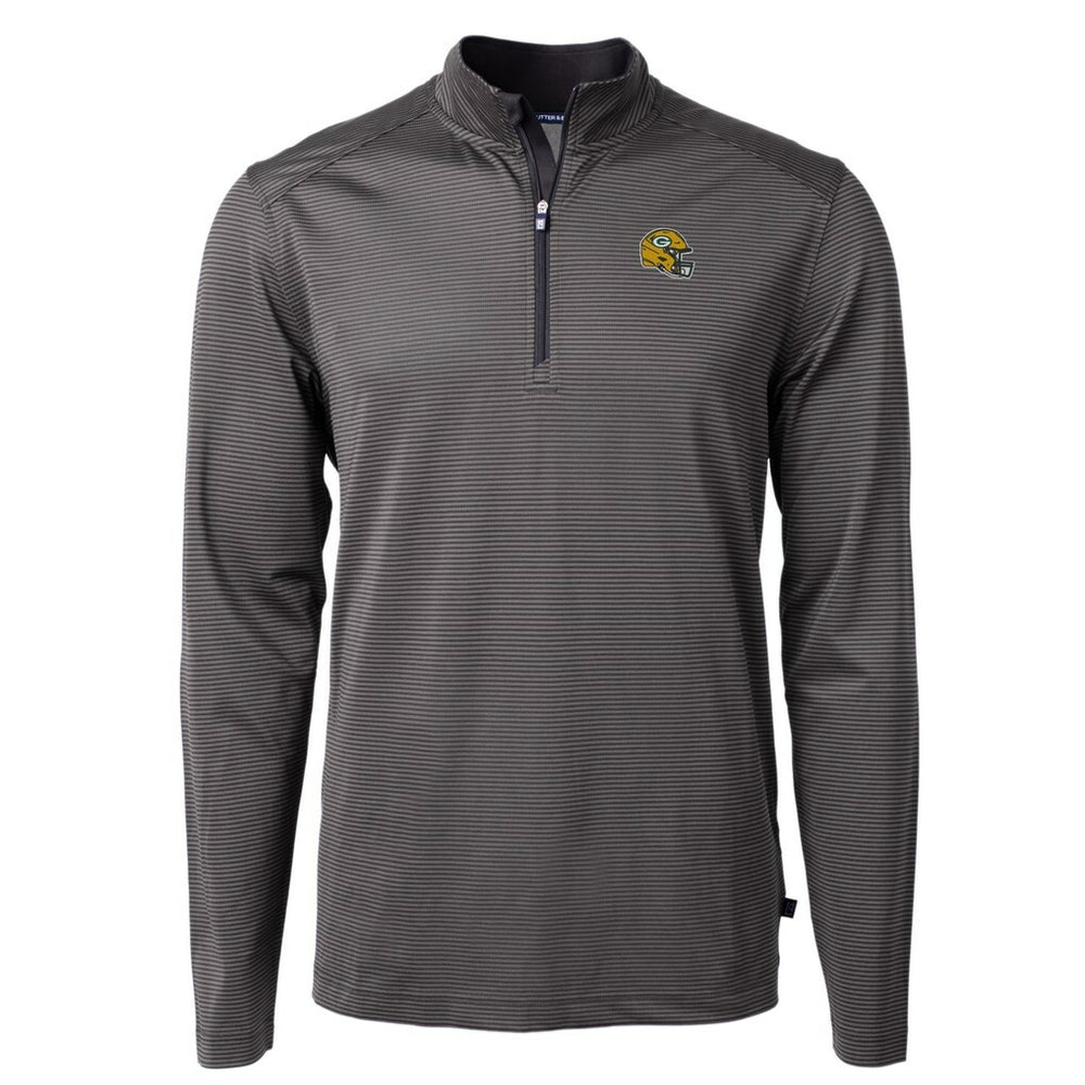 Green Bay Packers  Cutter & Buck Big & Tall Virtue Eco Pique Micro Stripe Tri-Blend Quarter-Zip Jacket