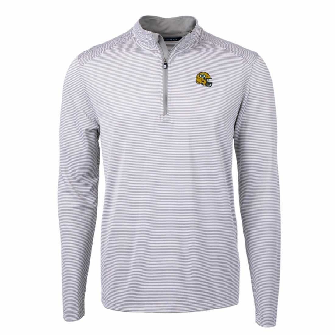 Green Bay Packers  Cutter & Buck Big & Tall Virtue Eco Pique Micro Stripe Tri-Blend Quarter-Zip Jacket