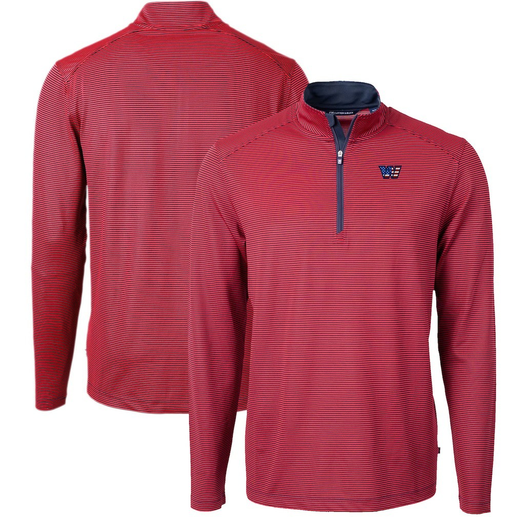 Washington Commanders  Cutter & Buck Big & Tall Americana Virtue Eco Pique Micro Stripe Tri-Blend Quarter-Zip Jacket