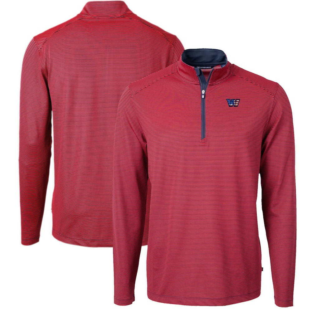 Washington Commanders  Cutter & Buck Big & Tall Americana Virtue Eco Pique Micro Stripe Tri-Blend Quarter-Zip Jacket