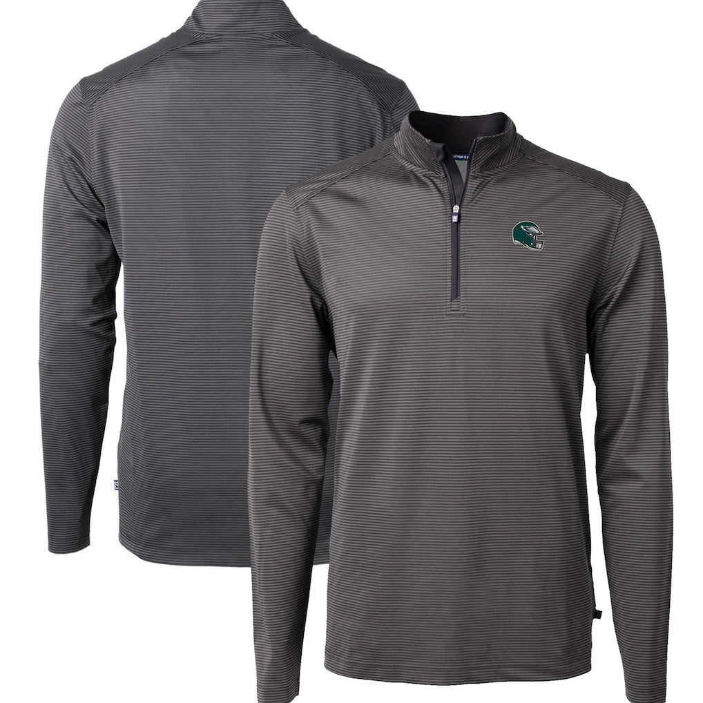 Philadelphia Eagles  Cutter & Buck Big & Tall Virtue Eco Pique Micro Stripe Tri-Blend Quarter-Zip Jacket