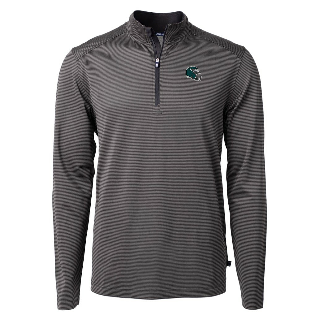 Philadelphia Eagles  Cutter & Buck Big & Tall Virtue Eco Pique Micro Stripe Tri-Blend Quarter-Zip Jacket