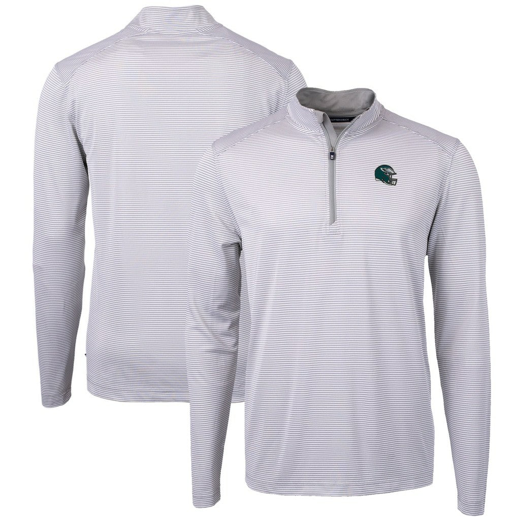 Philadelphia Eagles  Cutter & Buck Big & Tall Virtue Eco Pique Micro Stripe Tri-Blend Quarter-Zip Jacket