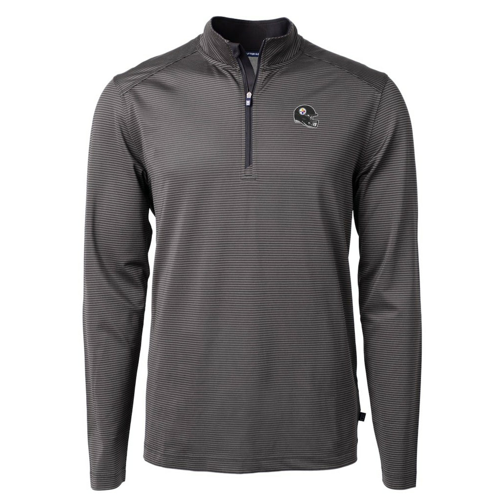Pittsburgh Steelers  Cutter & Buck Big & Tall Virtue Eco Pique Micro Stripe Tri-Blend Quarter-Zip Jacket