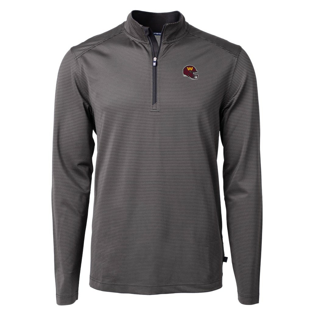 Washington Commanders  Cutter & Buck Big & Tall Virtue Eco Pique Micro Stripe Tri-Blend Quarter-Zip Jacket