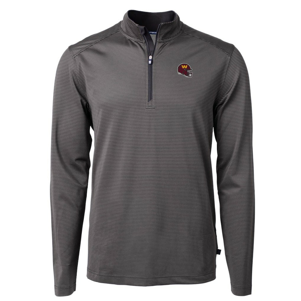 Washington Commanders  Cutter & Buck Big & Tall Virtue Eco Pique Micro Stripe Tri-Blend Quarter-Zip Jacket