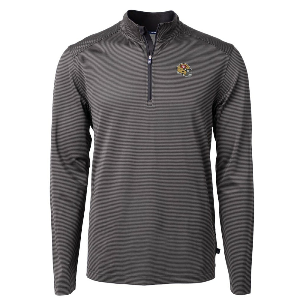 San Francisco 49ers  Cutter & Buck Big & Tall Virtue Eco Pique Micro Stripe Tri-Blend Quarter-Zip Jacket