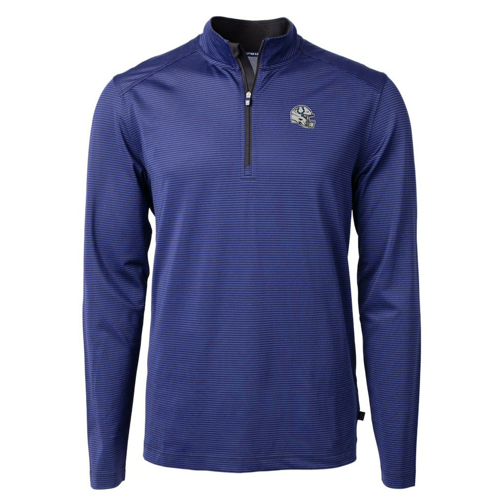 Indianapolis Colts  Cutter & Buck Big & Tall Virtue Eco Pique Micro Stripe Tri-Blend Quarter-Zip Jacket