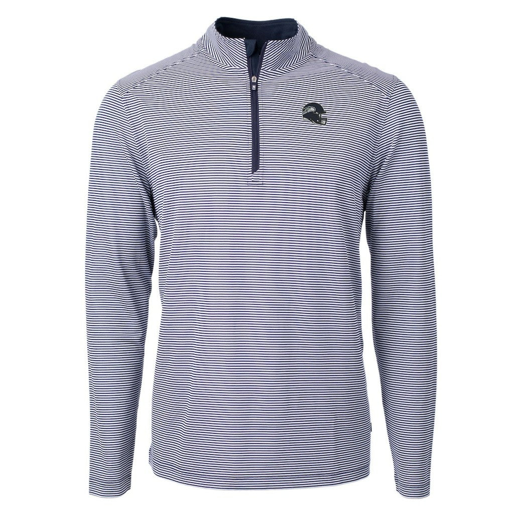 Seattle Seahawks  Cutter & Buck Big & Tall Virtue Eco Pique Micro Stripe Tri-Blend Quarter-Zip Jacket