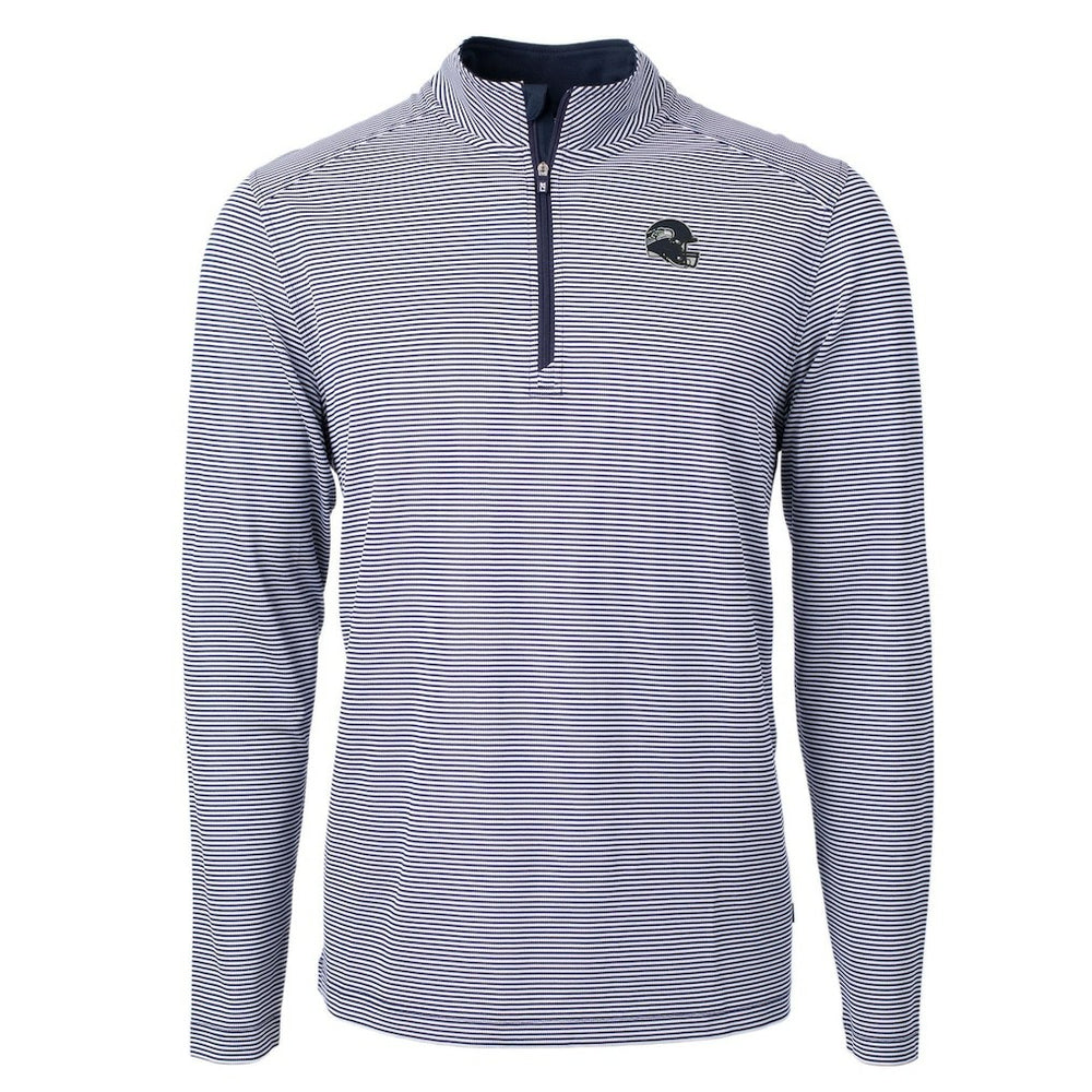 Seattle Seahawks  Cutter & Buck Big & Tall Virtue Eco Pique Micro Stripe Tri-Blend Quarter-Zip Jacket
