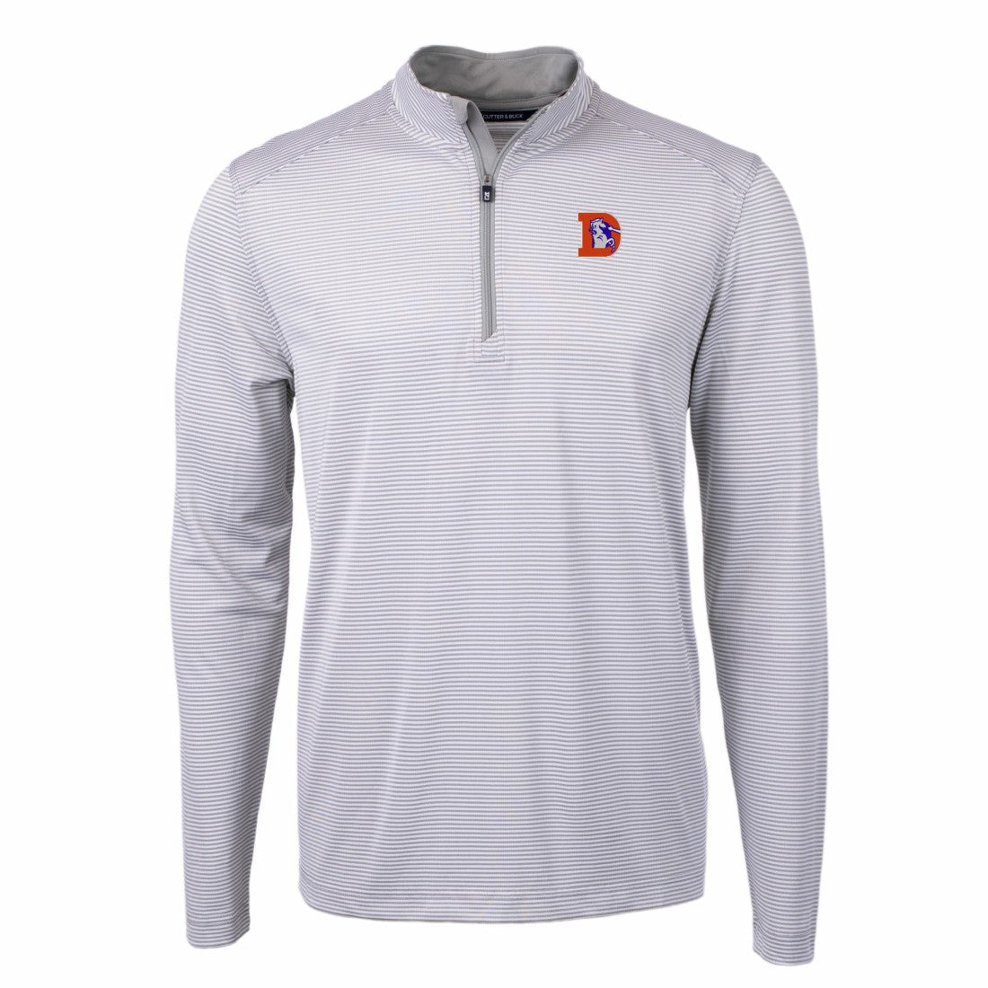 Denver Broncos  Cutter & Buck Big & Tall Virtue Eco Pique Micro Stripe Tri-Blend Quarter-Zip Jacket