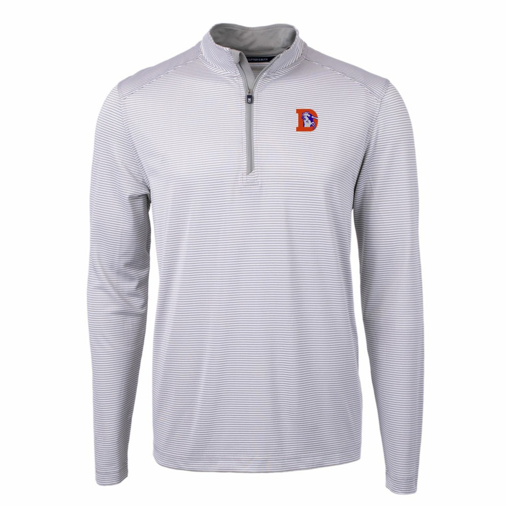 Denver Broncos  Cutter & Buck Big & Tall Virtue Eco Pique Micro Stripe Tri-Blend Quarter-Zip Jacket