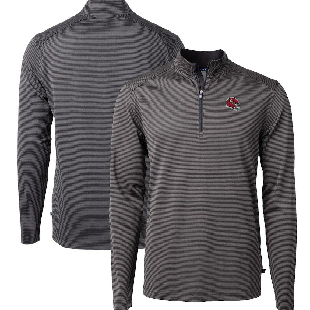 Kansas City Chiefs  Cutter & Buck Big & Tall Virtue Eco Pique Micro Stripe Tri-Blend Quarter-Zip Jacket