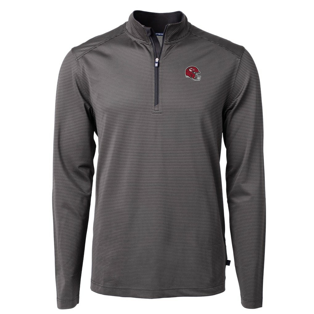 Kansas City Chiefs  Cutter & Buck Big & Tall Virtue Eco Pique Micro Stripe Tri-Blend Quarter-Zip Jacket