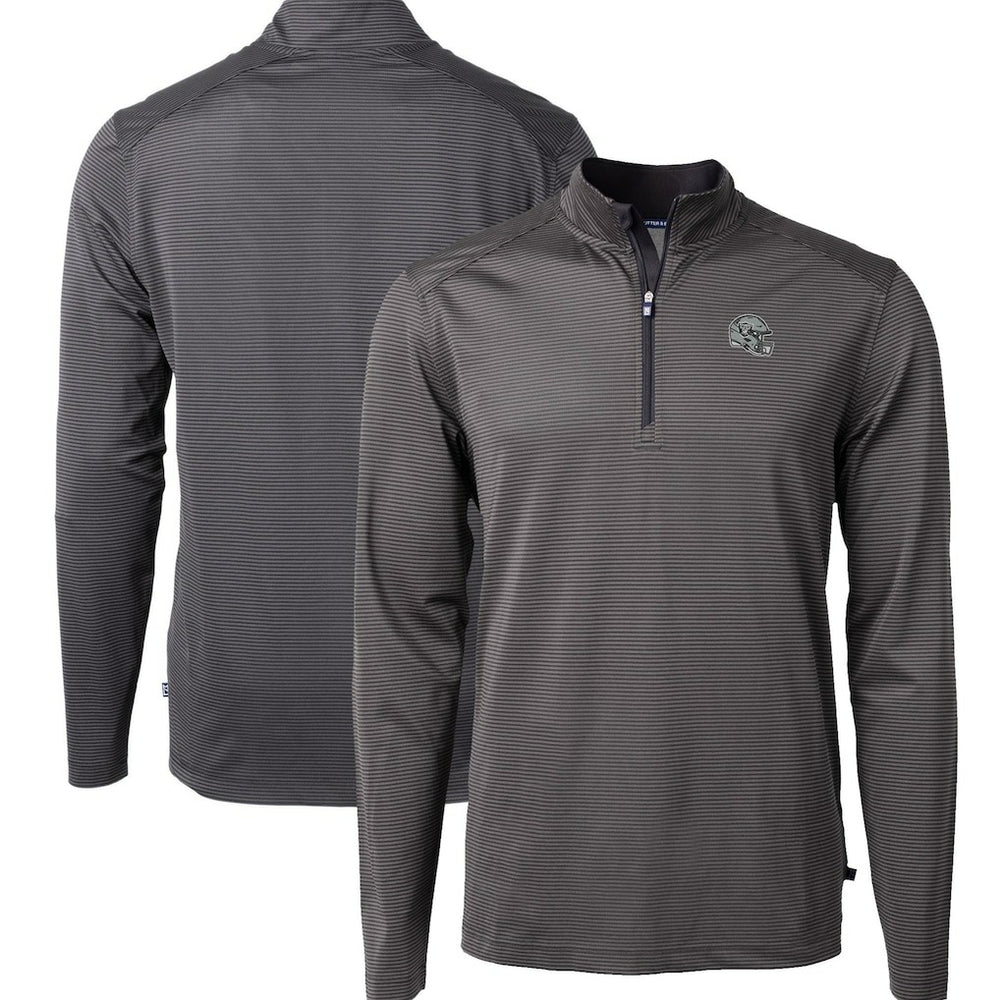 Las Vegas Raiders  Cutter & Buck Big & Tall Virtue Eco Pique Micro Stripe Tri-Blend Quarter-Zip Jacket
