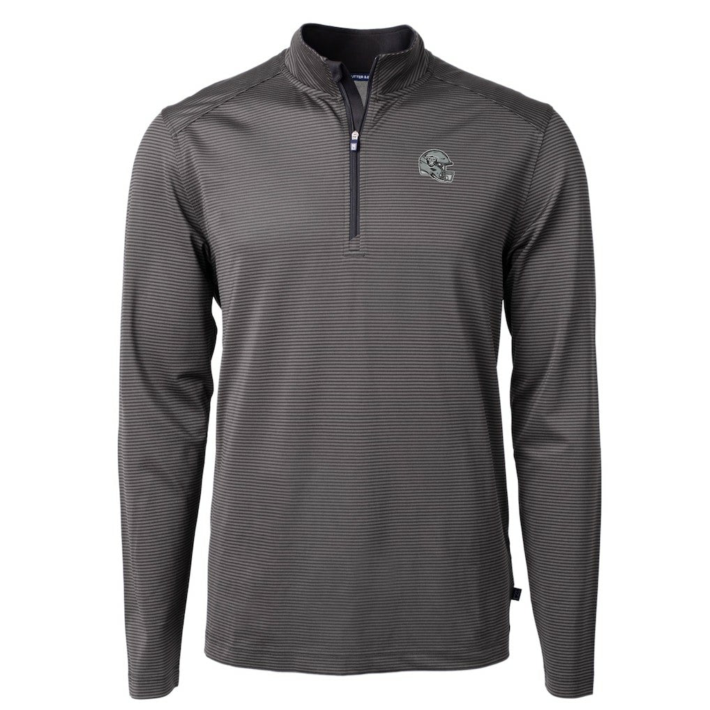 Las Vegas Raiders  Cutter & Buck Big & Tall Virtue Eco Pique Micro Stripe Tri-Blend Quarter-Zip Jacket
