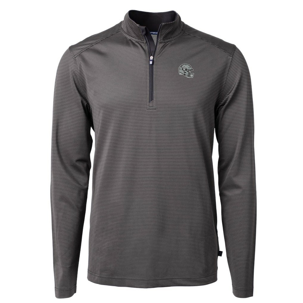 Las Vegas Raiders  Cutter & Buck Big & Tall Virtue Eco Pique Micro Stripe Tri-Blend Quarter-Zip Jacket