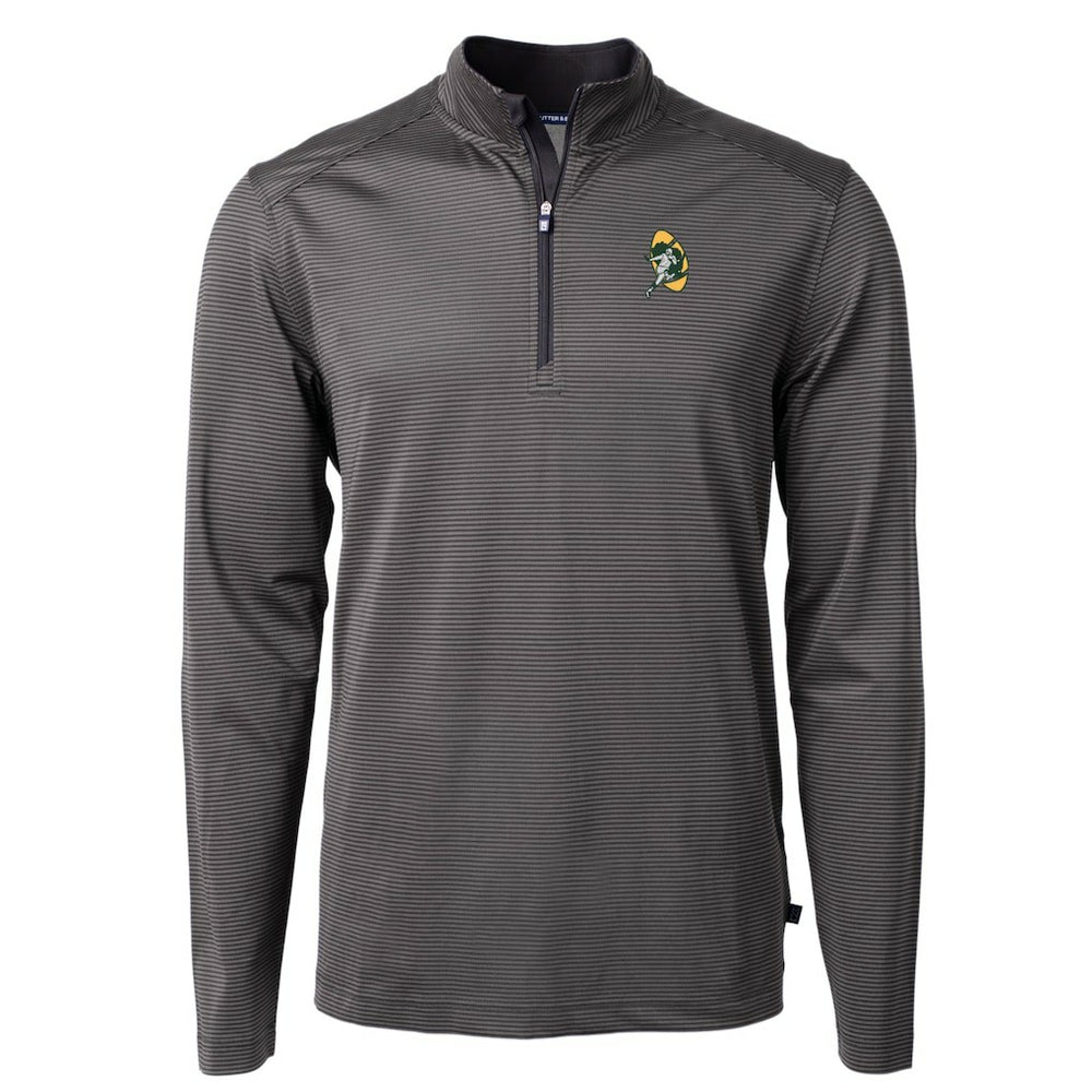Green Bay Packers  Cutter & Buck Big & Tall Virtue Eco Pique Micro Stripe Tri-Blend Quarter-Zip Jacket