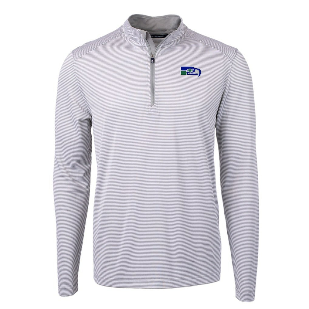 Seattle Seahawks  Cutter & Buck Big & Tall Virtue Eco Pique Micro Stripe Tri-Blend Quarter-Zip Jacket