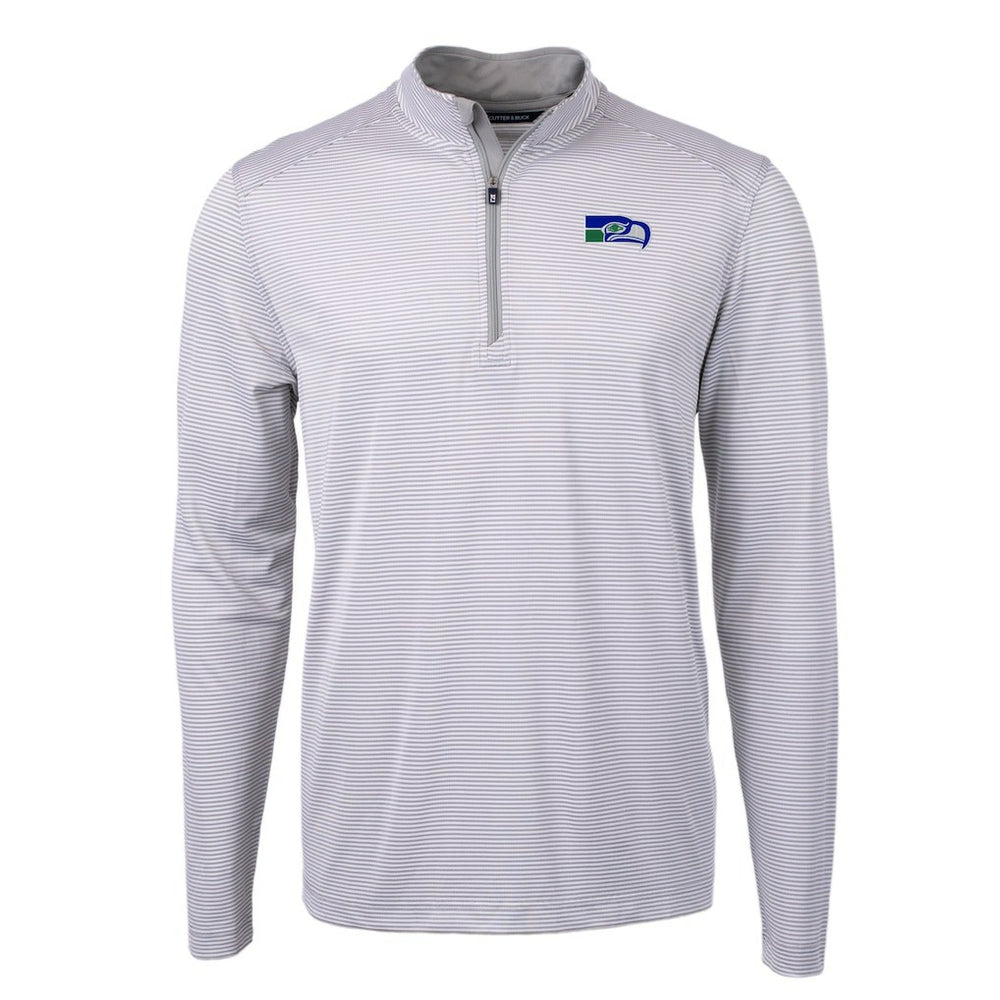 Seattle Seahawks  Cutter & Buck Big & Tall Virtue Eco Pique Micro Stripe Tri-Blend Quarter-Zip Jacket