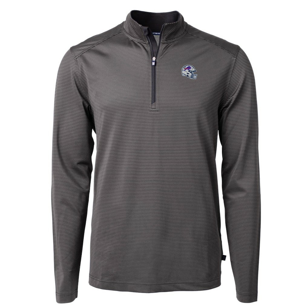 Buffalo Bills  Cutter & Buck Big & Tall Virtue Eco Pique Micro Stripe Tri-Blend Quarter-Zip Jacket
