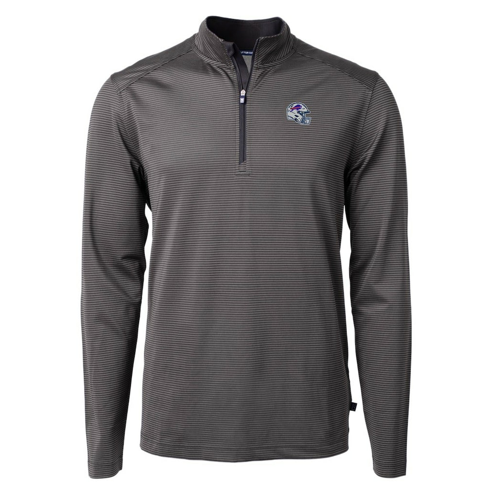 Buffalo Bills  Cutter & Buck Big & Tall Virtue Eco Pique Micro Stripe Tri-Blend Quarter-Zip Jacket