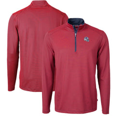 Buffalo Bills  Cutter & Buck Big & Tall Virtue Eco Pique Micro Stripe Tri-Blend Quarter-Zip Jacket