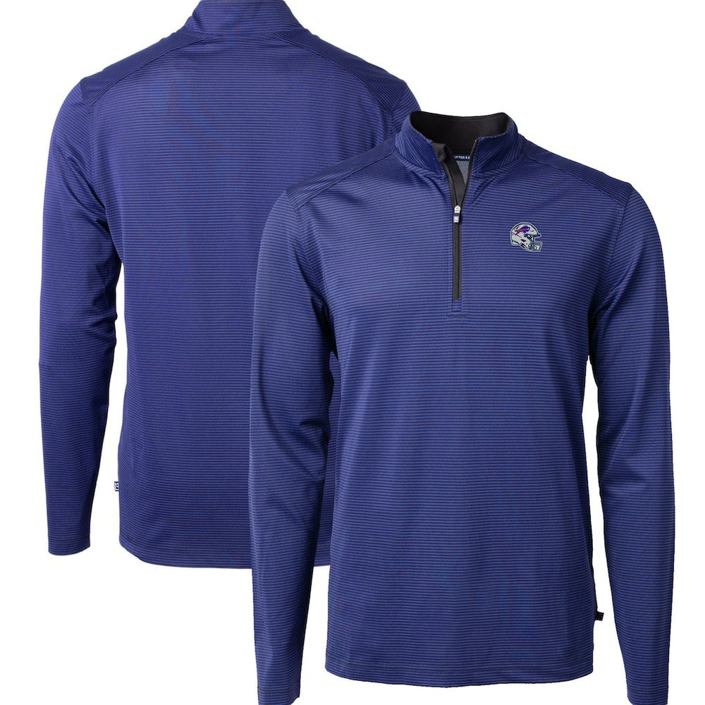 Buffalo Bills  Cutter & Buck Big & Tall Virtue Eco Pique Micro Stripe Tri-Blend Quarter-Zip Jacket