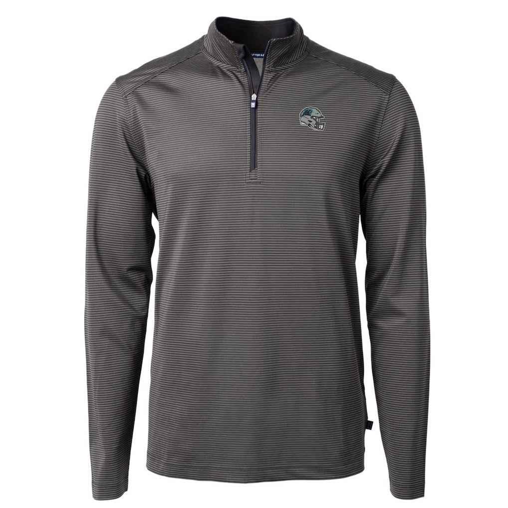 Carolina Panthers  Cutter & Buck Big & Tall Virtue Eco Pique Micro Stripe Tri-Blend Quarter-Zip Jacket