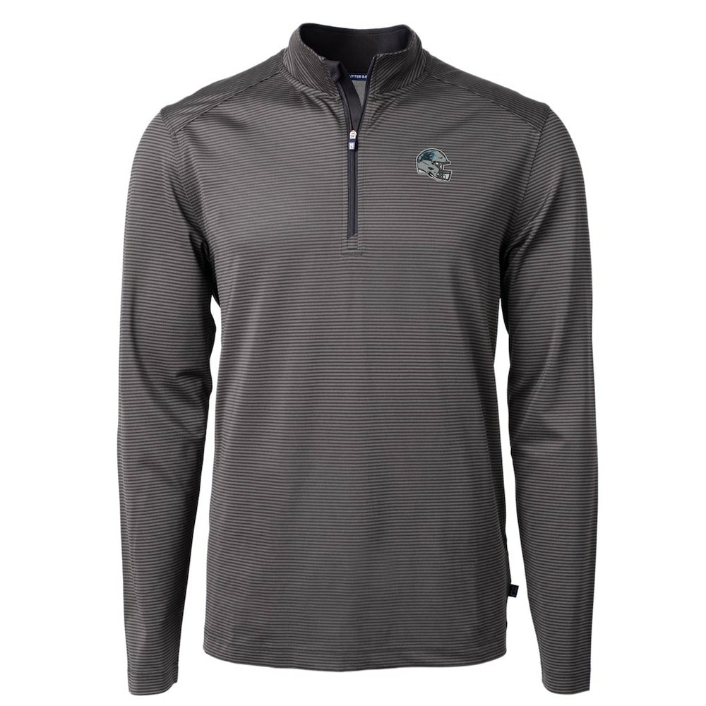 Carolina Panthers  Cutter & Buck Big & Tall Virtue Eco Pique Micro Stripe Tri-Blend Quarter-Zip Jacket