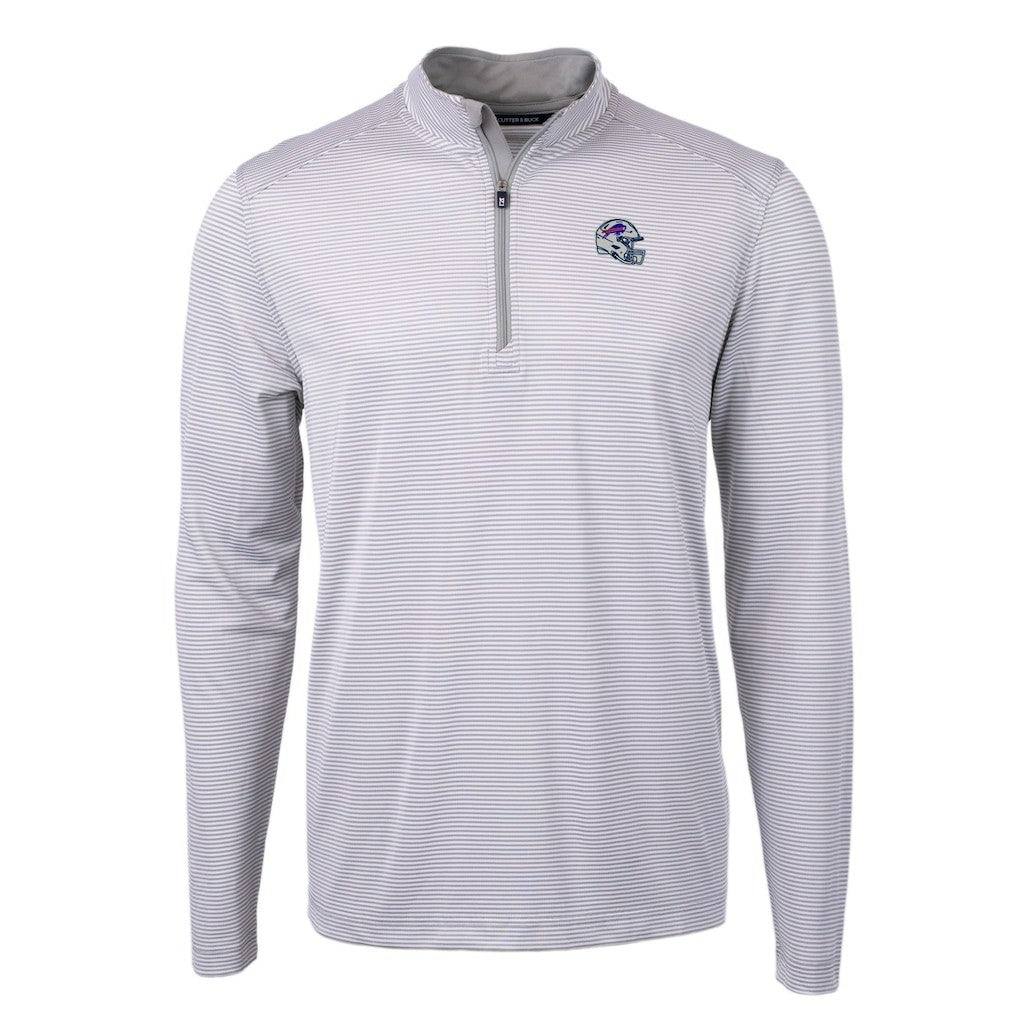 Buffalo Bills  Cutter & Buck Big & Tall Virtue Eco Pique Micro Stripe Tri-Blend Quarter-Zip Jacket