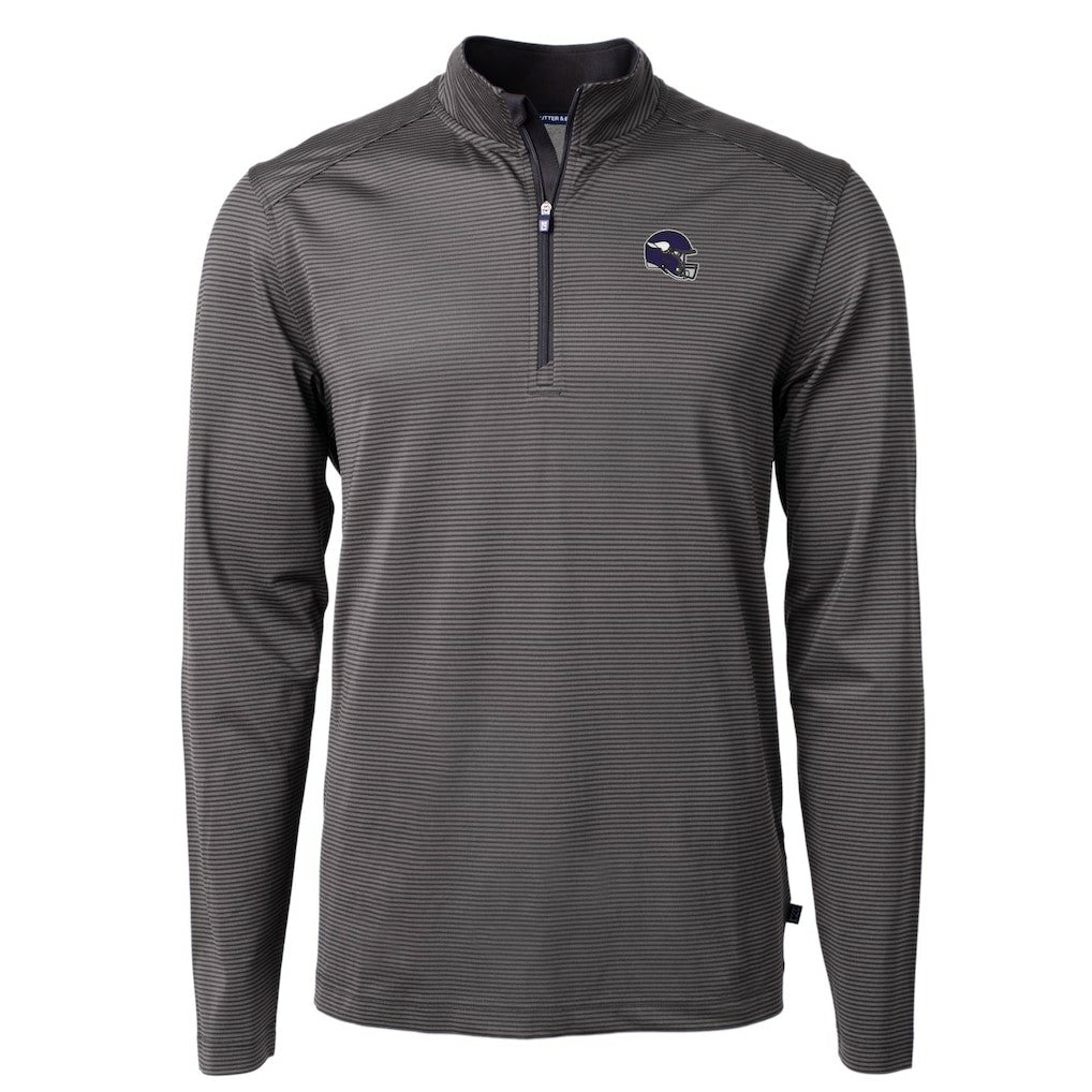 Minnesota Vikings  Cutter & Buck Big & Tall Virtue Eco Pique Micro Stripe Tri-Blend Quarter-Zip Jacket