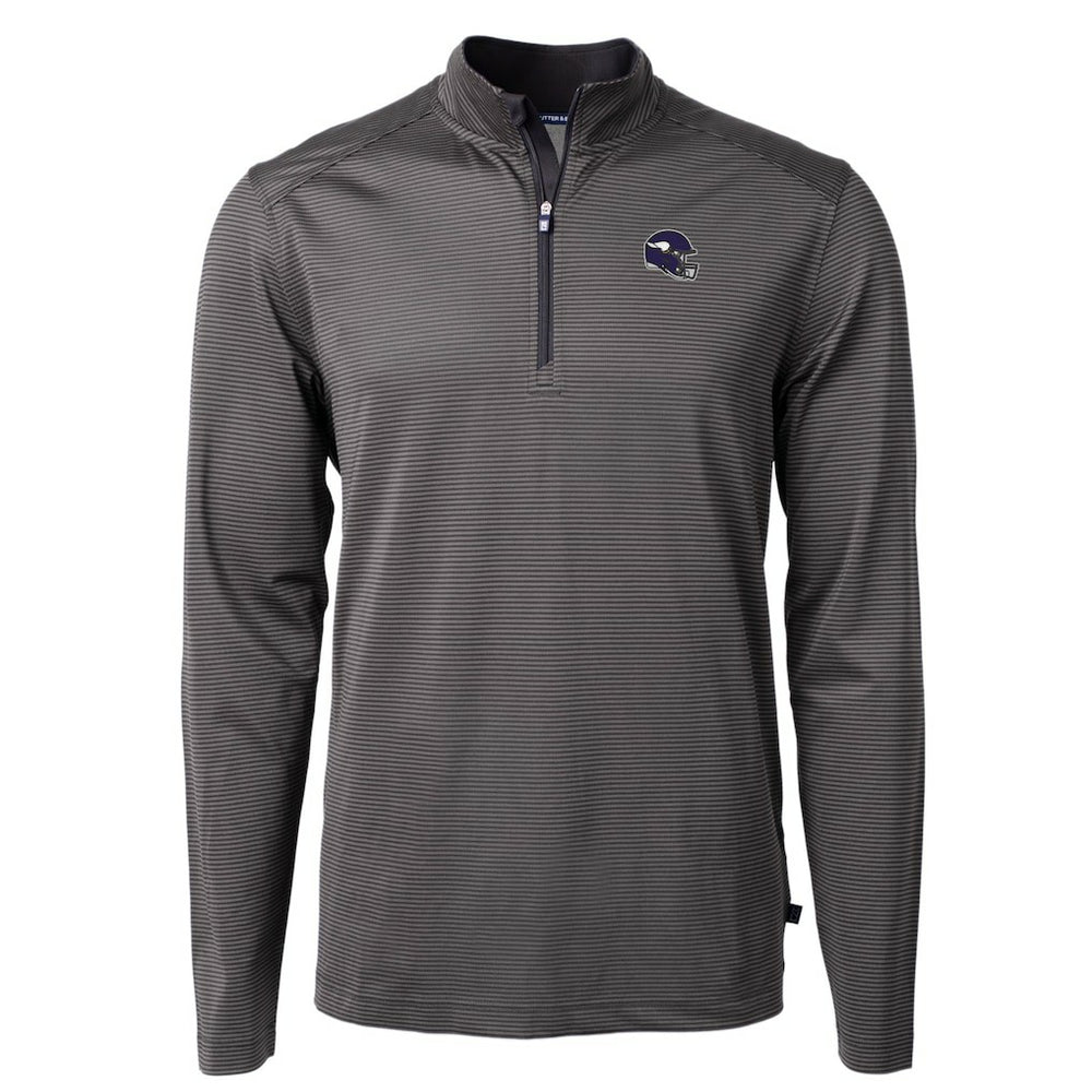 Minnesota Vikings  Cutter & Buck Big & Tall Virtue Eco Pique Micro Stripe Tri-Blend Quarter-Zip Jacket